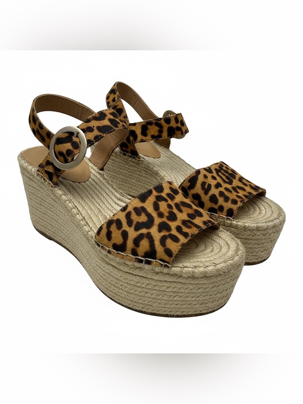 Marc Fisher Leopard Print Espadrille Platform Sandals size 10
